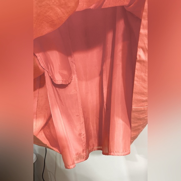 Nine West Linen Blend Coral Gold Stamped Design Pocket Dress 8 - Picture 8 of 11